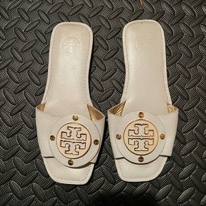 White Leather Tory Burch Sandals